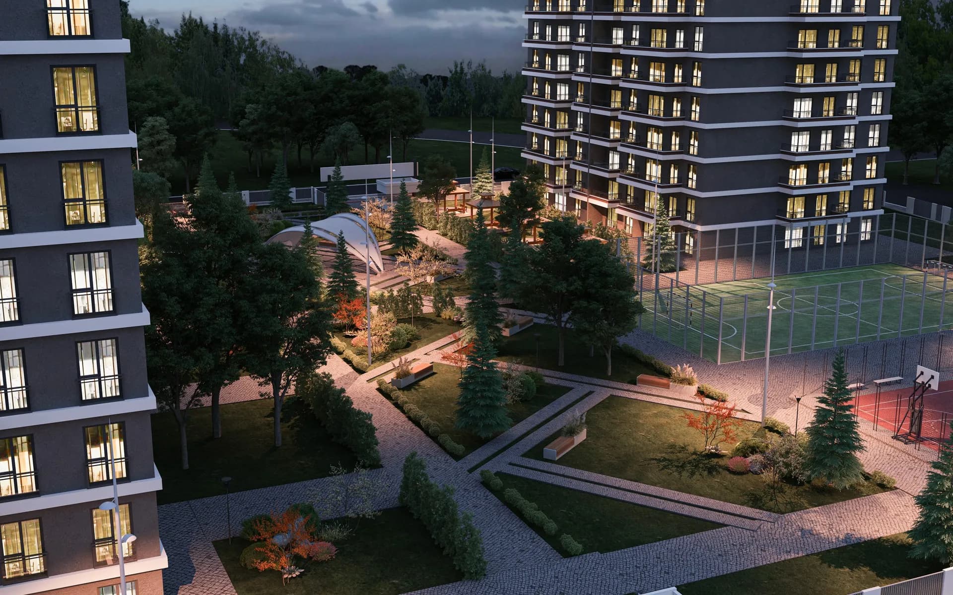 Kocalar Kavacık avlu gece peyzaj