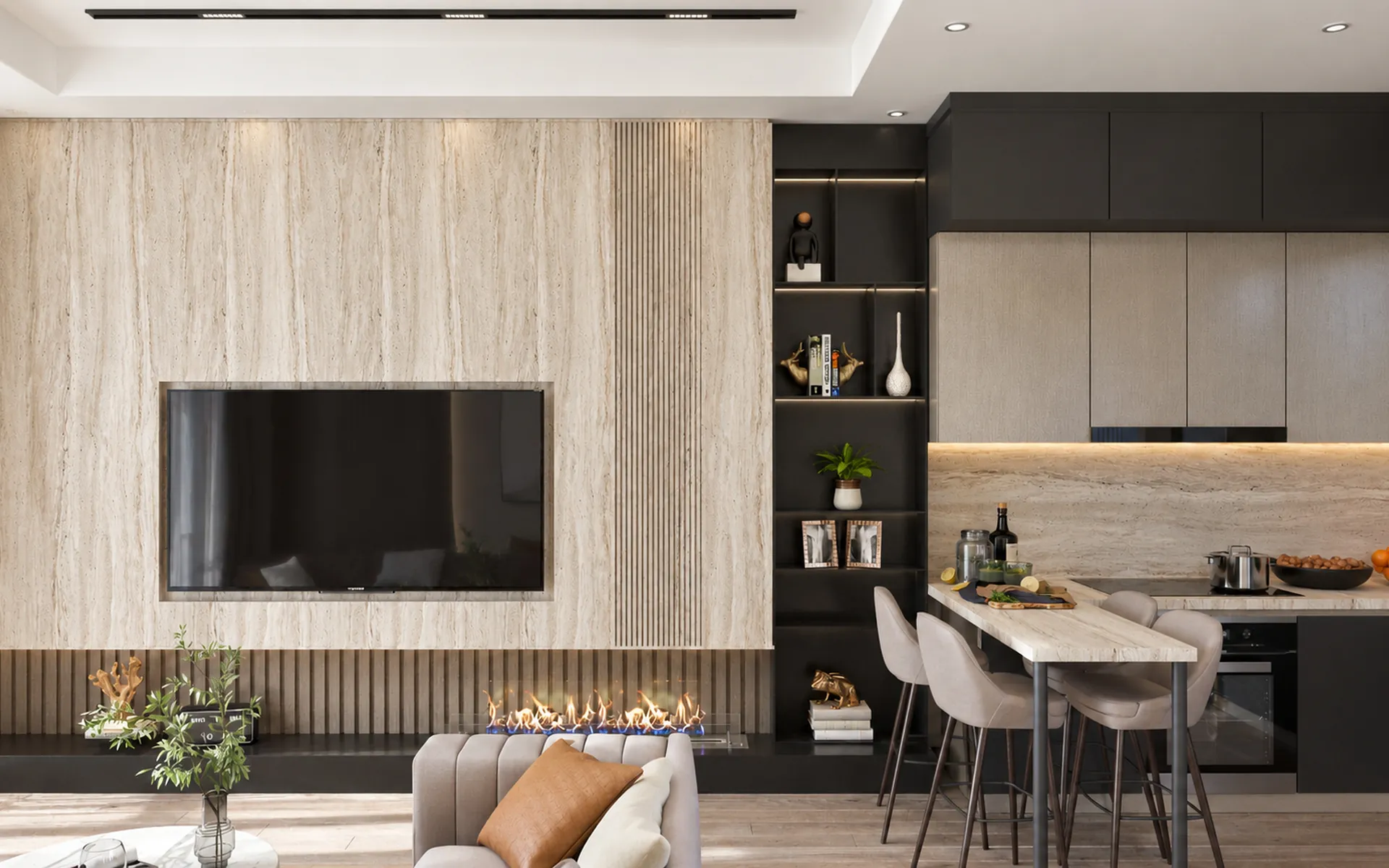 Kocalar Kavacık salon ve mutfak